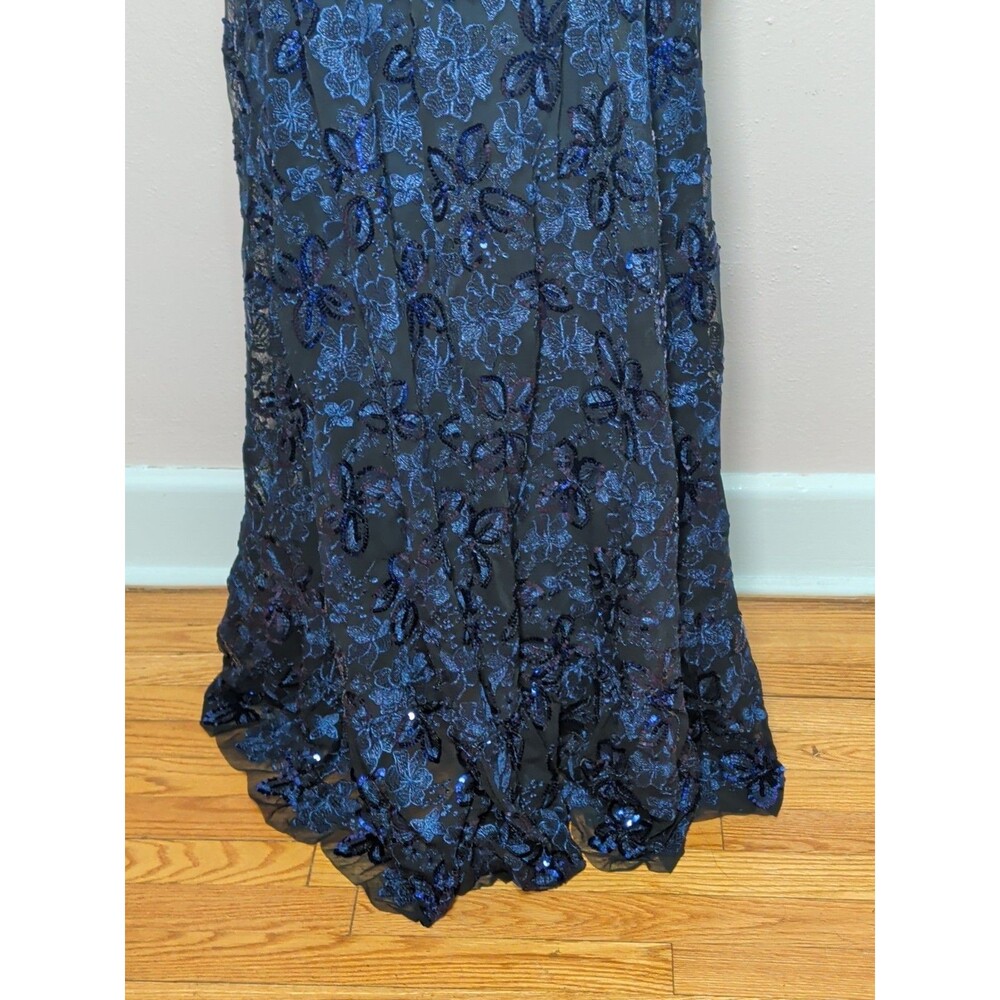 Dress The Population Anabel Women XXL Navy Blue Sequin Embroidered Floral Gown - Picture 6 of 16